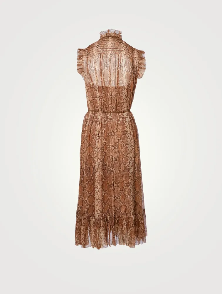 Botanica Python Silk-Blend Swing Midi Dress