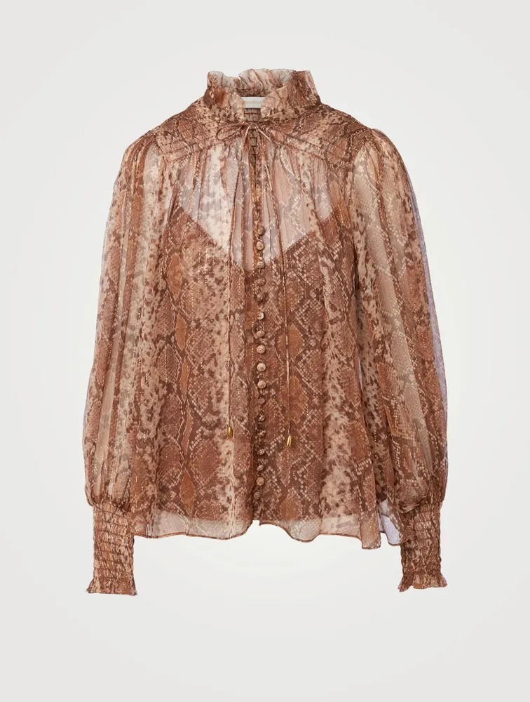 Botanica Python Silk-Blend Swing Blouse