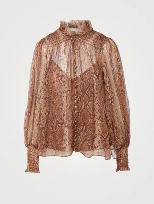 Botanica Python Silk-Blend Swing Blouse