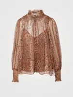 Botanica Python Silk-Blend Swing Blouse