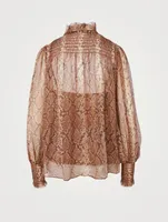 Botanica Python Silk-Blend Swing Blouse