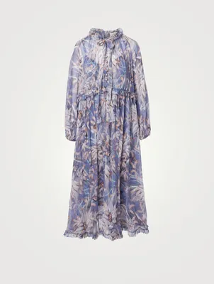 Botanica Drawn Silk Midi Dress