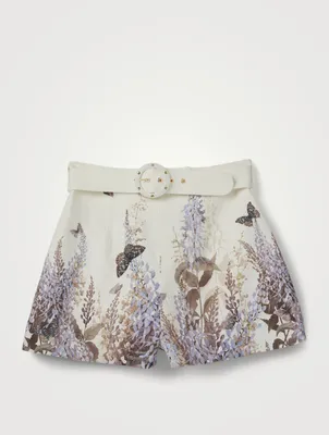 Luminous Linen Belted Shorts