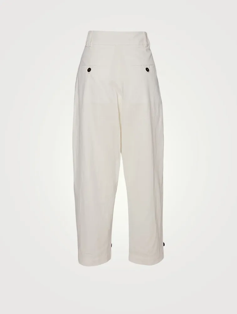 Linen Double Pleat Tapered Pants