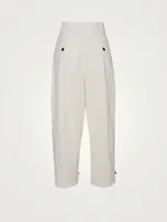 Linen Double Pleat Tapered Pants
