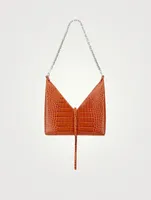 Small Cut Out Croc-Embossed Leather Bag With Chain