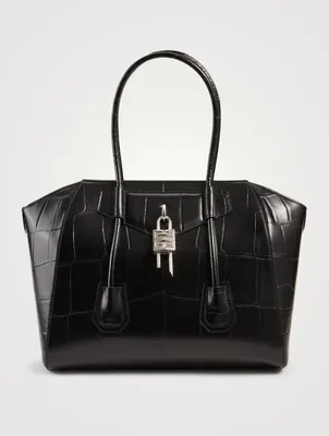 Medium Antigona Croc-Embossed Leather Bag With Lock