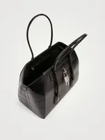 Medium Antigona Croc-Embossed Leather Bag With Lock