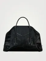 Medium Antigona Soft Croc-Embossed Leather Bag With Lock