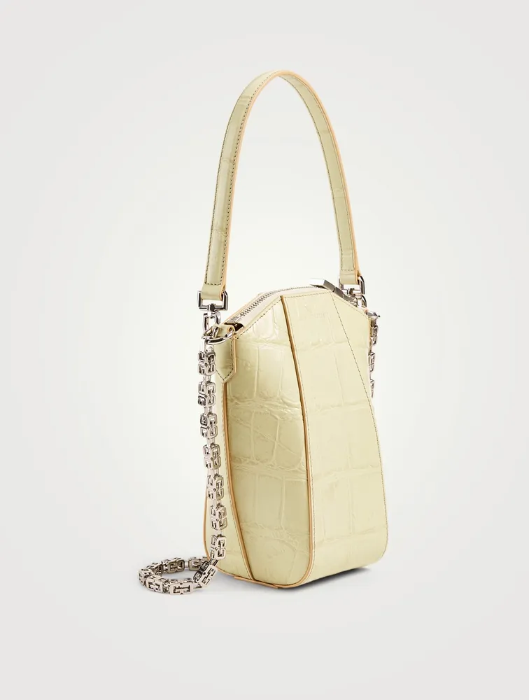 Mini Antigona Vertical Croc-Embossed Leather Crossbody Bag