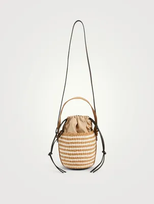 Woody Raffia Stripe Bucket Bag