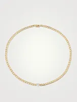 18K Gold Chain Necklace With Pear Diamond