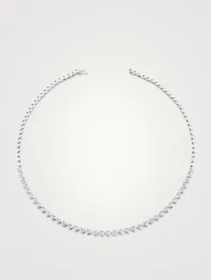 18K Gold Bezel Heart-Shaped Diamond Choker Necklace