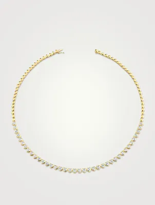 18K Gold Bezel Heart-Shaped Diamond Choker Necklace