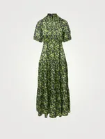 Bella Recycled Polyester Puff-Sleeve Maxi Dress Camouflage Print