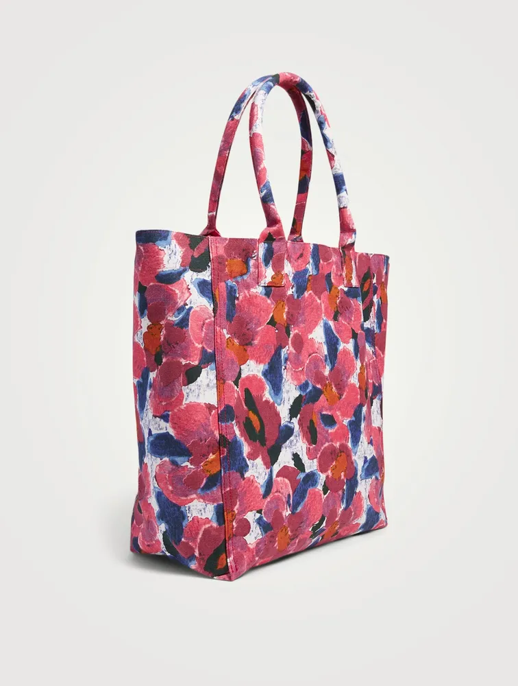 Yenky Canvas Tote Bag In Floral Print With Logo