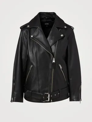 Jayda Leather Oversized Biker Jacket