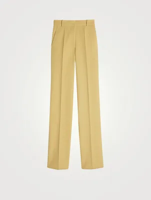 Wool Split Hem Straight-Leg Pants