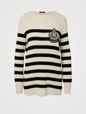 Cotton-Blend Knit Sweater With Badge
