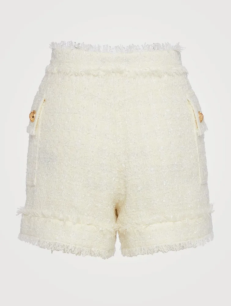 High-Waisted Tweed Shorts