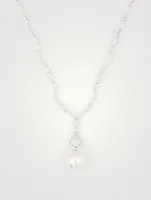 18K White Gold Necklace With Diamonds And Pearl