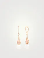 18K Rose Gold Drop Earrings With Pearls And Diamonds