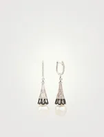 18K Gold Drop Earrings With Pearls And Diamonds