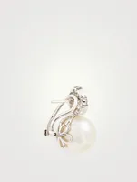 18K White Gold Stud Earrings With Pearls And Diamonds