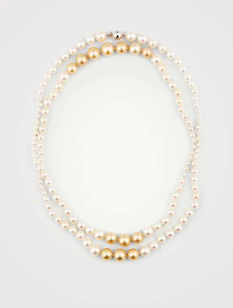 18K White Gold Multi-Strand Pearl Necklace