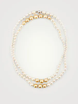 18K White Gold Multi-Strand Pearl Necklace
