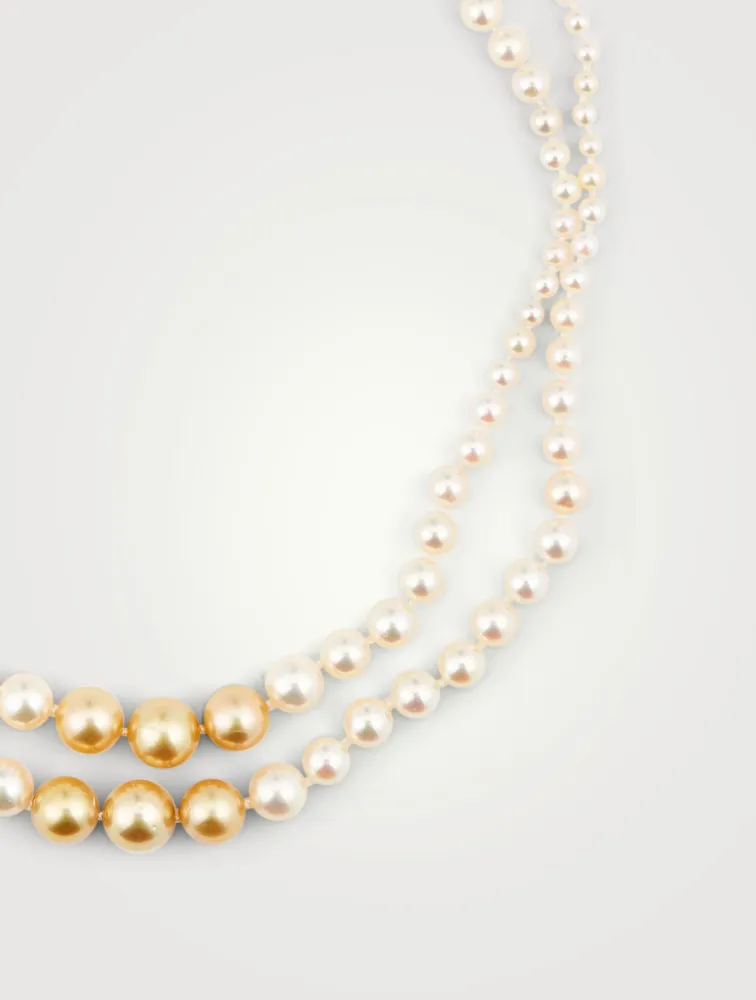 18K White Gold Multi-Strand Pearl Necklace