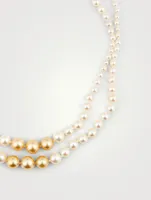 18K White Gold Multi-Strand Pearl Necklace