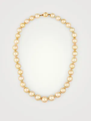 18K Gold Pearl Necklace With Diamonds