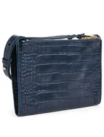 Croc-Embossed Vegan Leather Wallet Crossbody Bag