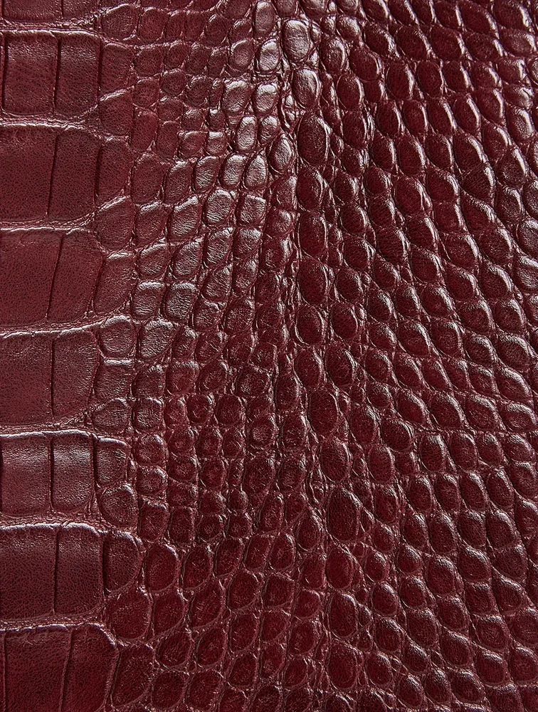 Large Croc-Embossed Vegan Leather Tote Bag