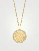 18K Gold Zodiac Virgo Coin Pendant Necklace With Diamonds