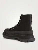 Tread Slick Canvas Platform High-Top Sneakers With Pearl Embroidery