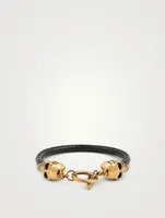 Twin Skull Leather Bracelet