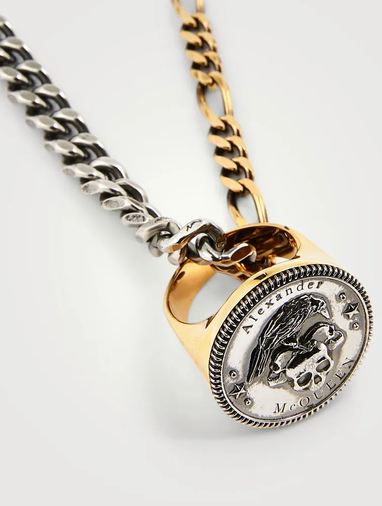 Crown And Skull Seal Ring Necklace