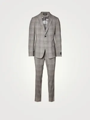 Wool Stretch Two-Piece Suit Check Print