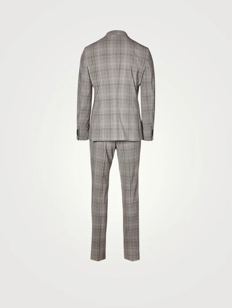 Wool Stretch Two-Piece Suit Check Print