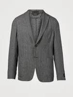 Single-Breasted Jacket Micro Grid Print