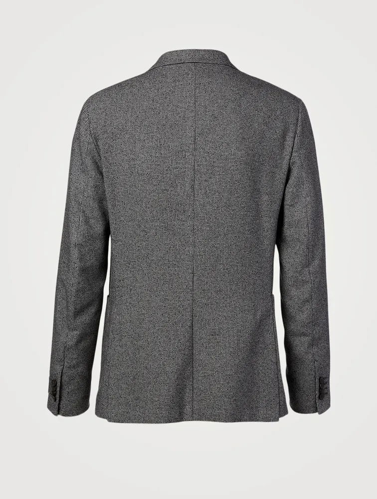 Single-Breasted Jacket Micro Grid Print