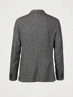 Single-Breasted Jacket Micro Grid Print