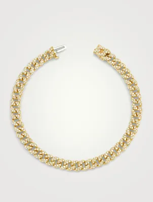Mini 18K Gold Bracelet With Pavé Diamonds