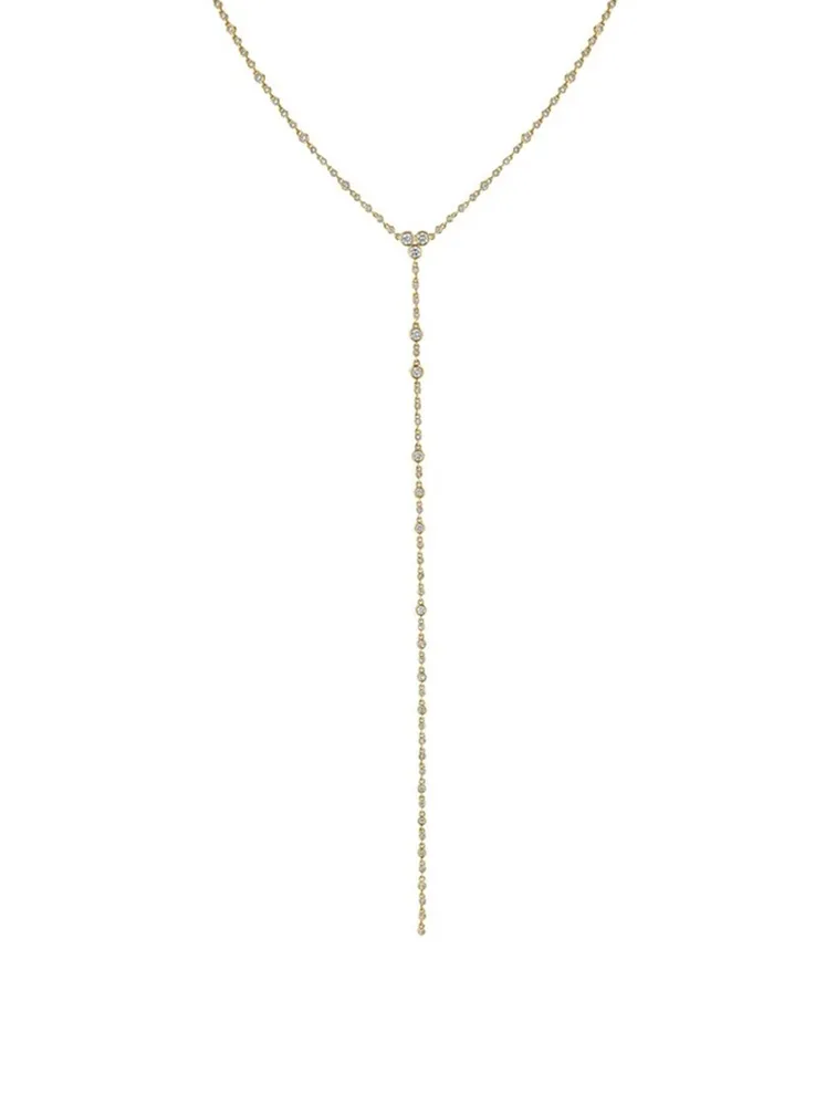 18K Gold Infinity Station Lariat Necklace With Diamonds