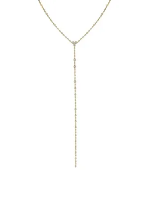 18K Gold Infinity Station Lariat Necklace With Diamonds