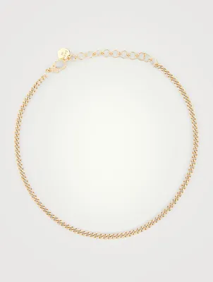 Baby Link 18K Gold Choker Necklace With Pavé Diamonds