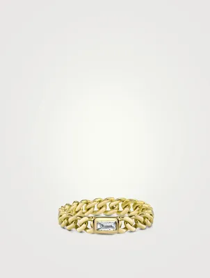 Baby Link 18K Gold Single Baguette Diamond Ring