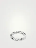 Baby Link 18K Gold Ring With Pavé Diamonds